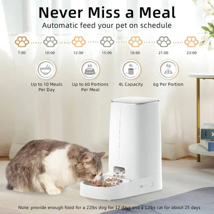 ROJECO Automatic Pet Feeder WiFi Version - 4L Capacity Feeders & Fountains 4L capacity automatic cat feeder smart WiFi PetLiveliest