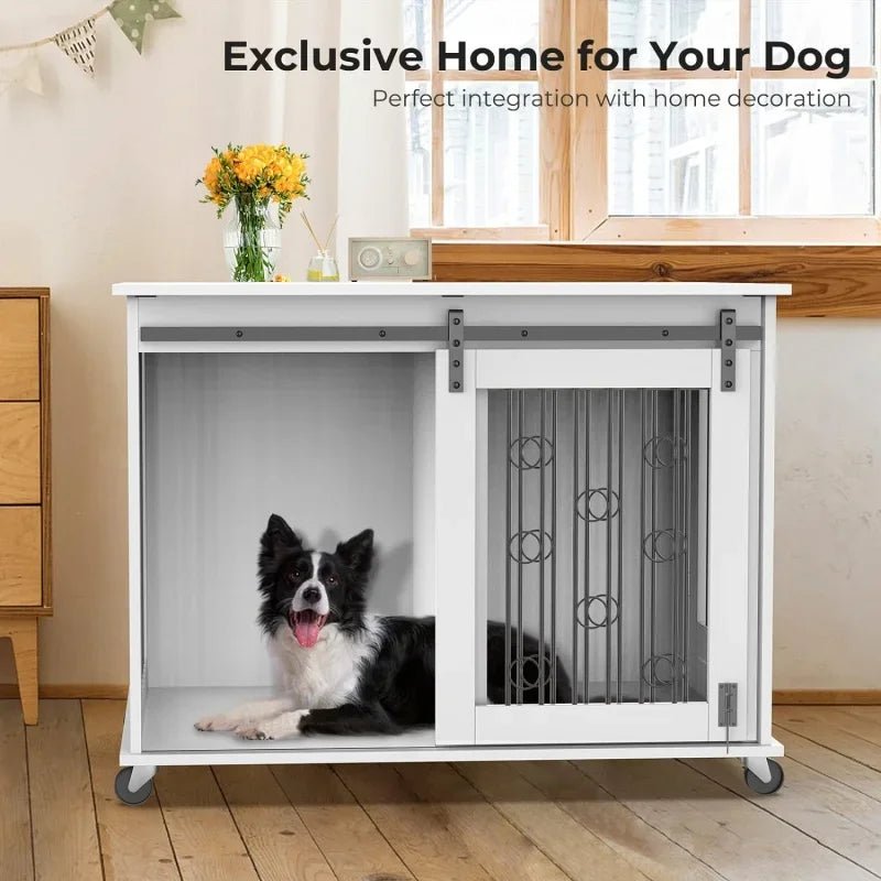 Rustic Wood Dog Crate Furniture - PetLiveliest - PetLiveliest - Divider - Indoor - Medium Dog