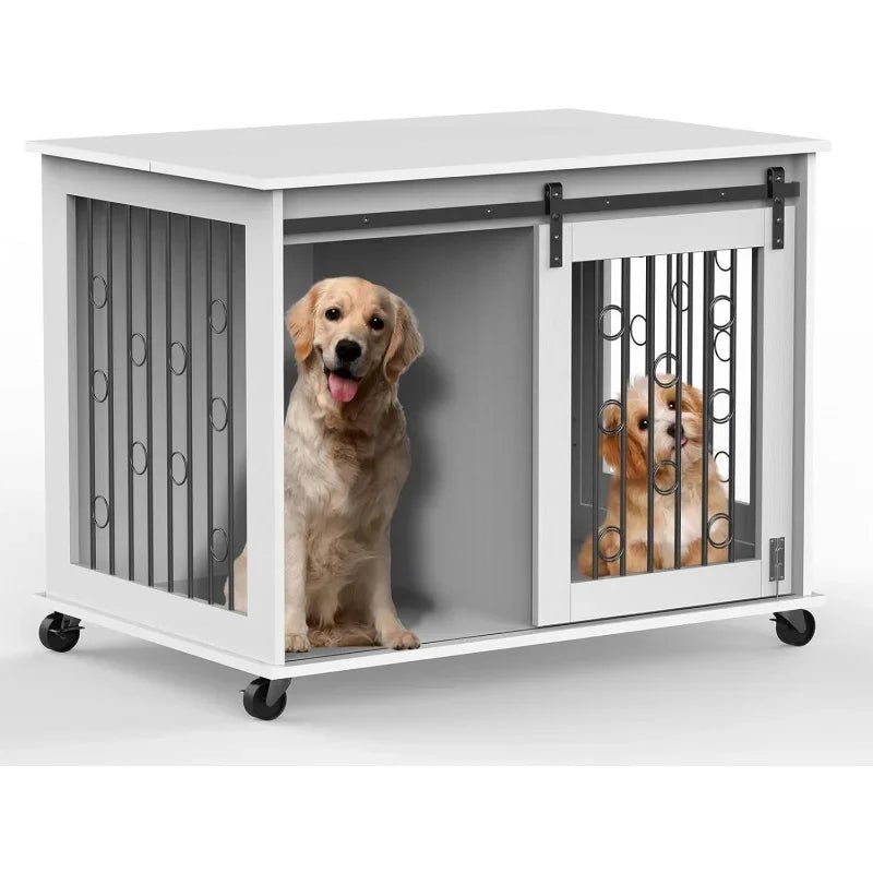 Rustic Wood Dog Crate Furniture - PetLiveliest - PetLiveliest - Divider - Indoor - Medium Dog