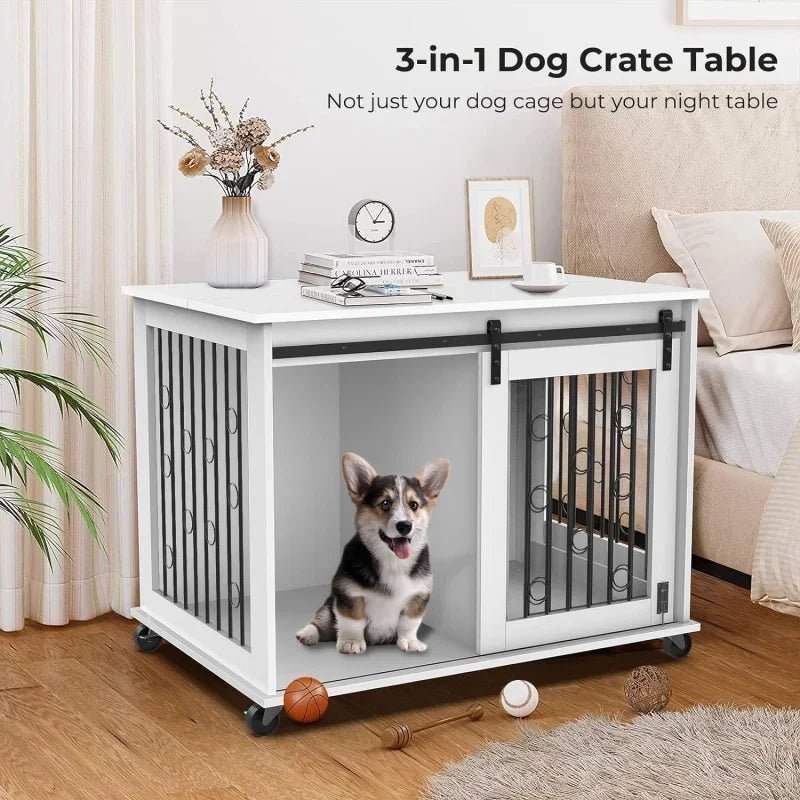 Rustic Wood Dog Crate Furniture - PetLiveliest - PetLiveliest - Divider - Indoor - Medium Dog