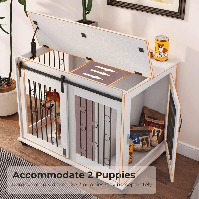 Rustic Wood Dog Crate Furniture - PetLiveliest - PetLiveliest - Divider - Indoor - Medium Dog