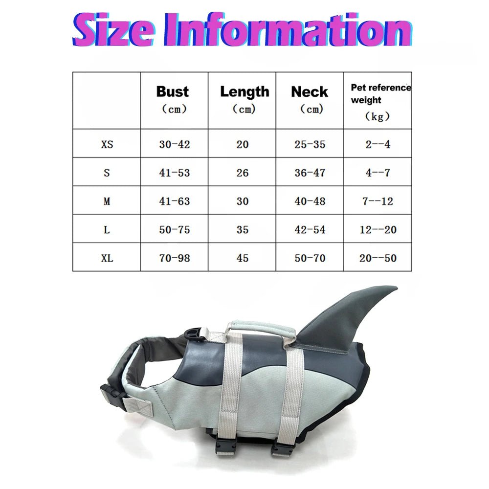 Summer Shark Dog Life Vest - PetLiveliest - PetLiveliest - 互动玩具 - 宠物游泳服 - 狗救生衣