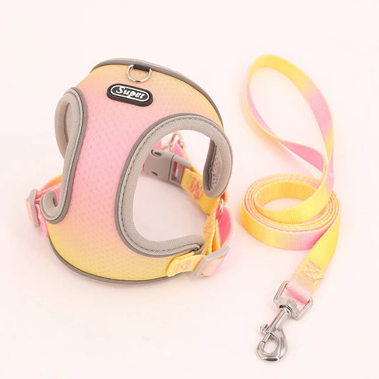 Supet Pet Step-in Harness - Reflective & Adjustable pink yellow Harness & Leash Set adjustable breathable easy to use pet vest reflective PetLiveliest