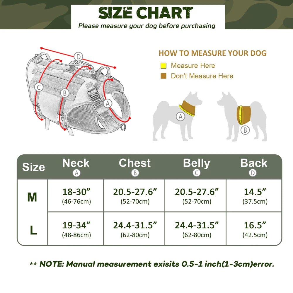 Tactical Dog Training Vest - No Pull Military Harness Harness Adjustable Dog Training Military Outdoor Tactical PetLiveliest