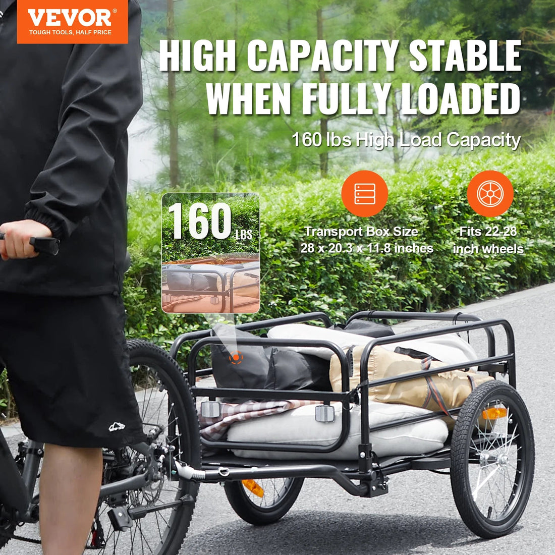 VEVOR 160 lbs Bike Cargo Trailer - Versatile Gear Hauler - PetLiveliest - PetLiveliest