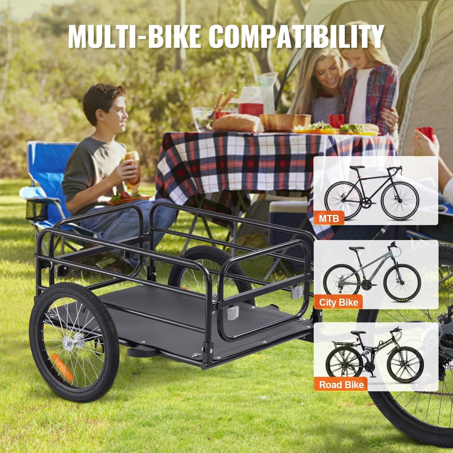 VEVOR 160 lbs Bike Cargo Trailer - Versatile Gear Hauler - PetLiveliest - PetLiveliest - 160 lbs Capacity - Bicycle Wagon Cart - Bike Cargo Trailer