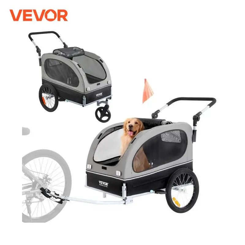 VEVOR 2 - in - 1 Pet Bike Trailer &amp; Stroller - 88 lbs - PetLiveliest - PetLiveliest