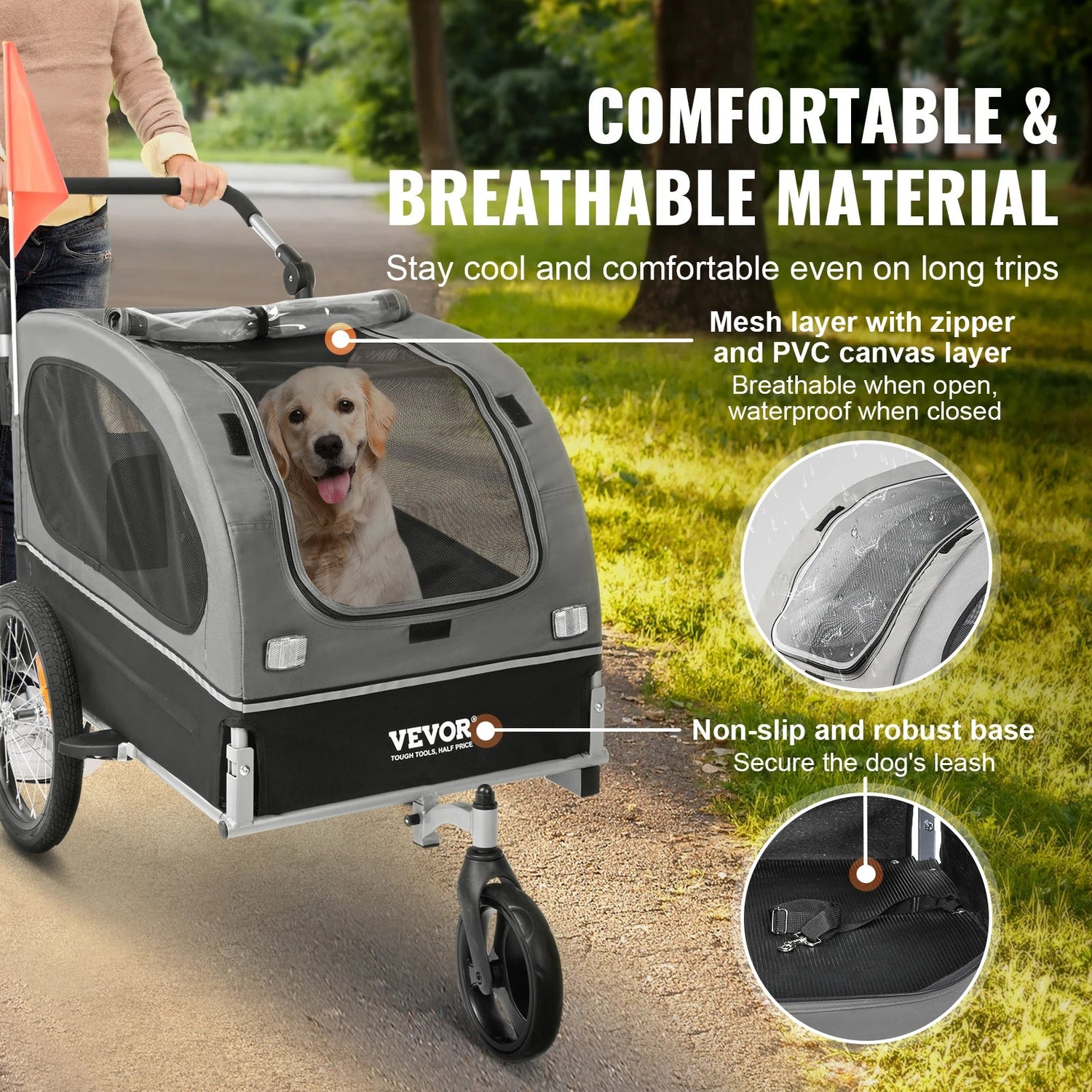 VEVOR 2 - in - 1 Pet Bike Trailer &amp; Stroller - 88 lbs - PetLiveliest - PetLiveliest - 可折叠 - 宠物拖车 - 宠物运输