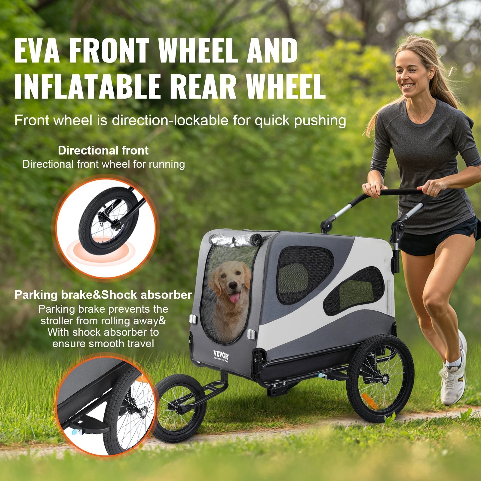 VEVOR Dog Bike Trailer &amp; Pet Stroller 2 - in - 1 - PetLiveliest - PetLiveliest - 宠物拖车 - 宠物运输 - 折叠式