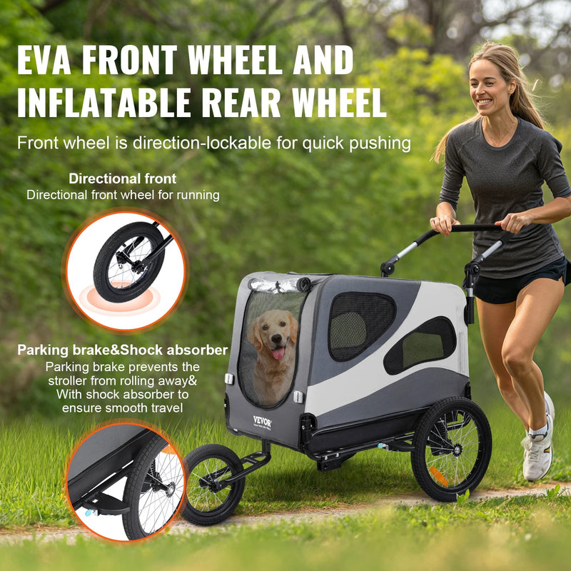 VEVOR Dog Bike Trailer & Pet Stroller 2 - in - 1 - PetLiveliest - PetLiveliest - 宠物拖车 - 宠物运输 - 折叠式