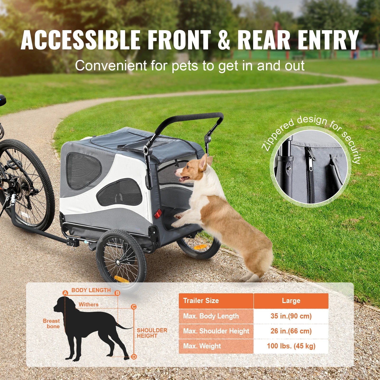 VEVOR Dog Bike Trailer &amp; Pet Stroller 2 - in - 1 - PetLiveliest - PetLiveliest - 宠物拖车 - 宠物运输 - 折叠式