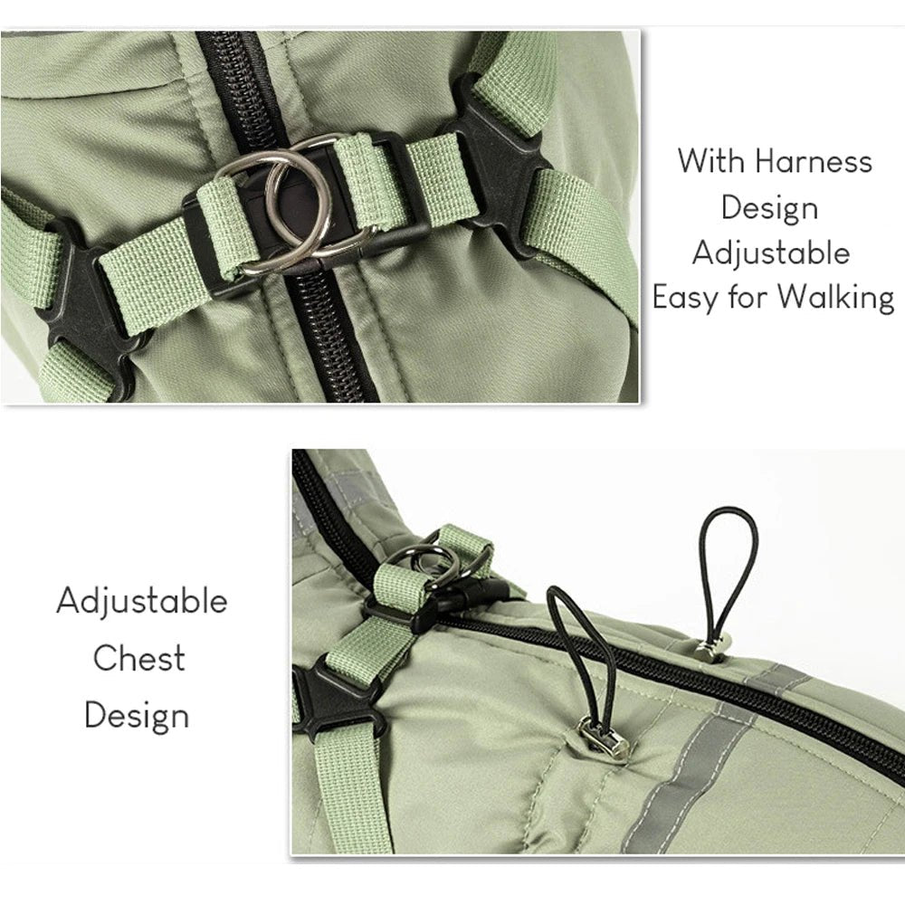 Water Repellent Thicken Padded Coat with Harness - PetLiveliest - PetLiveliest - 