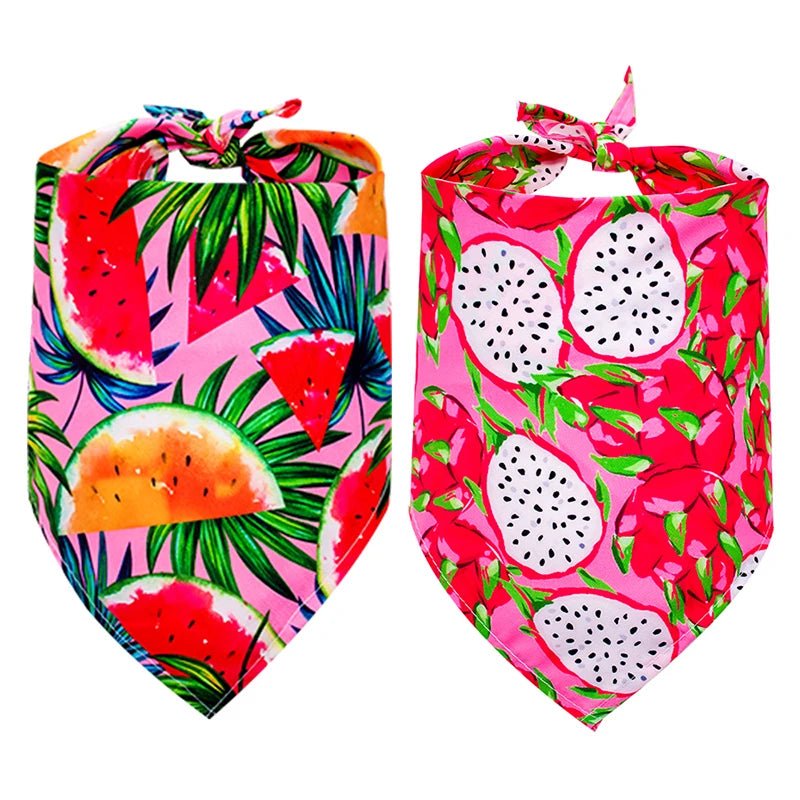 Watermelon &amp; Dragon fruit Cotton Summer Dog Bandana - PetLiveliest - PetLiveliest - 夏季款 - 宠物配饰 - 小狗