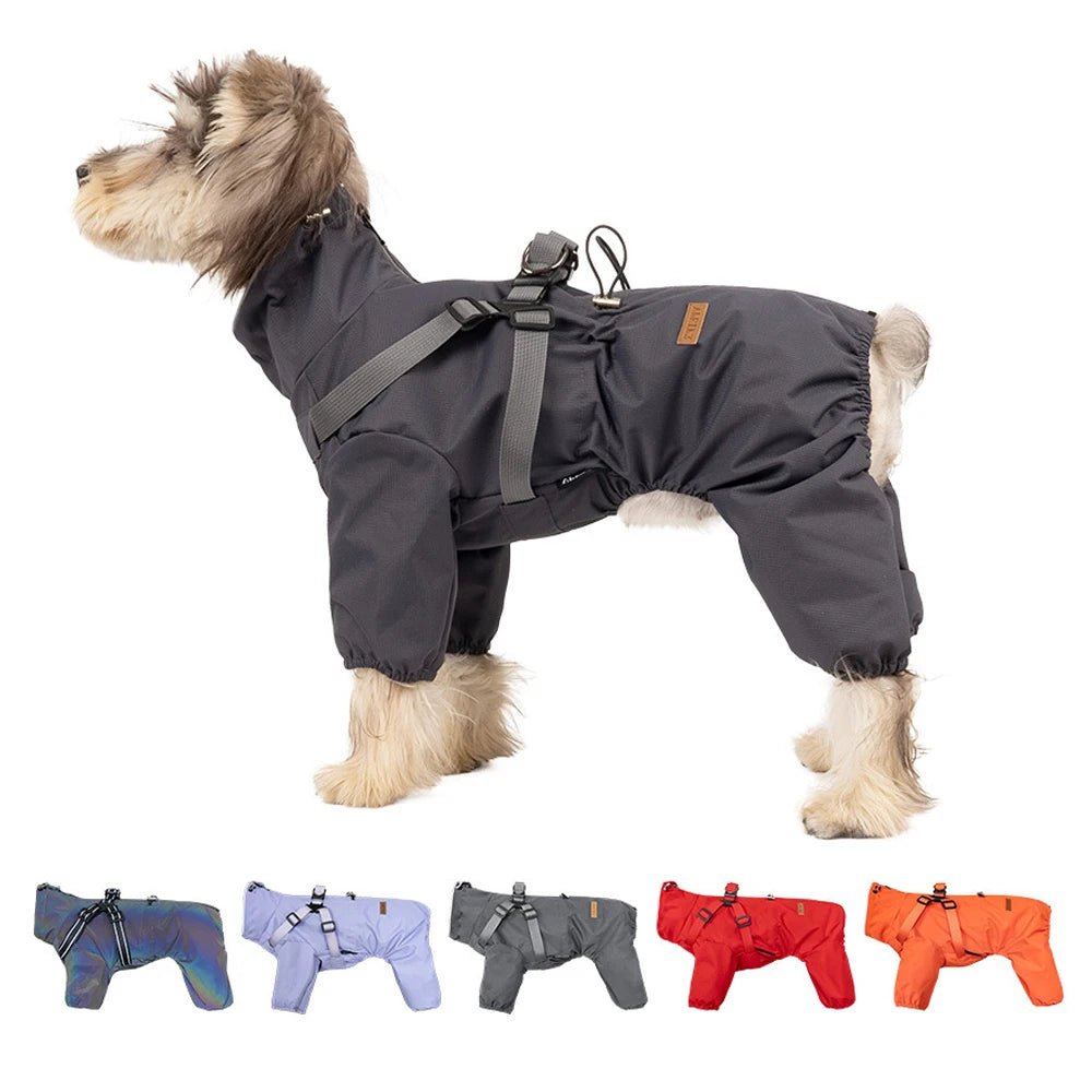 Waterproof Adjustable Reflective Raincoat with Harness - PetLiveliest - PetLiveliest - 