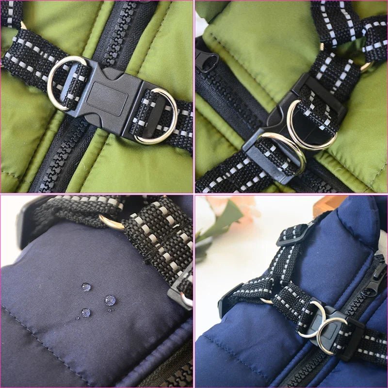 Waterproof Warm Dog Jacket Vest with Harness - PetLiveliest - PetLiveliest - 保暖 - 冬季服装 - 法斗