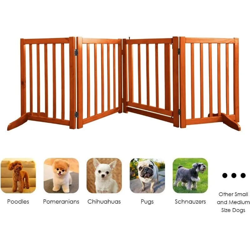 Wooden Pet Door with Walking Door, Indoor Dog Barrier Gate & Door Dog Door Folding Freestanding Indoor Pet Barrier Wooden PetLiveliest