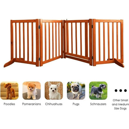 Wooden Pet Door with Walking Door, Indoor Dog Barrier Gate & Door Dog Door Folding Freestanding Indoor Pet Barrier Wooden PetLiveliest