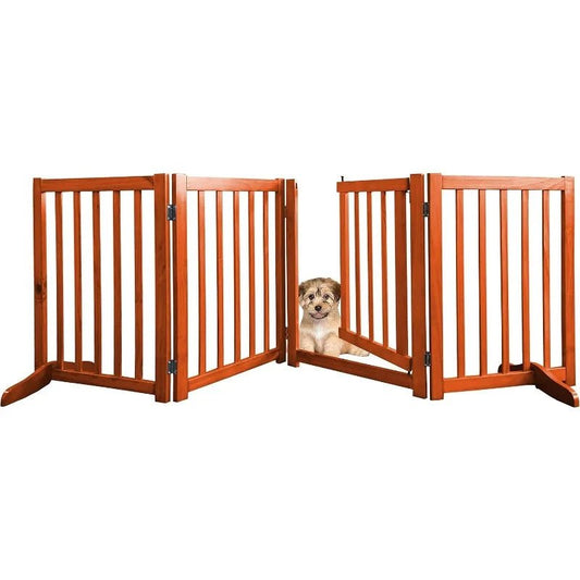 Wooden Pet Door with Walking Door, Indoor Dog Barrier Fc7002-1 United States Gate & Door Dog Door Folding Freestanding Indoor Pet Barrier Wooden PetLiveliest