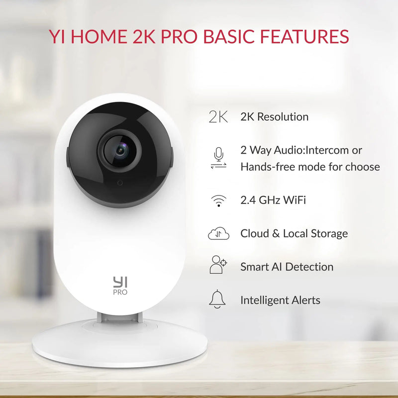 YI Pro Home 2K Wifi Surveillance Camera - PetLiveliest - PetLiveliest - 2K摄像头 - 云存储 - 人体检测